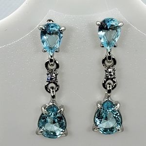 Aquamarine tear drop dangling earrings